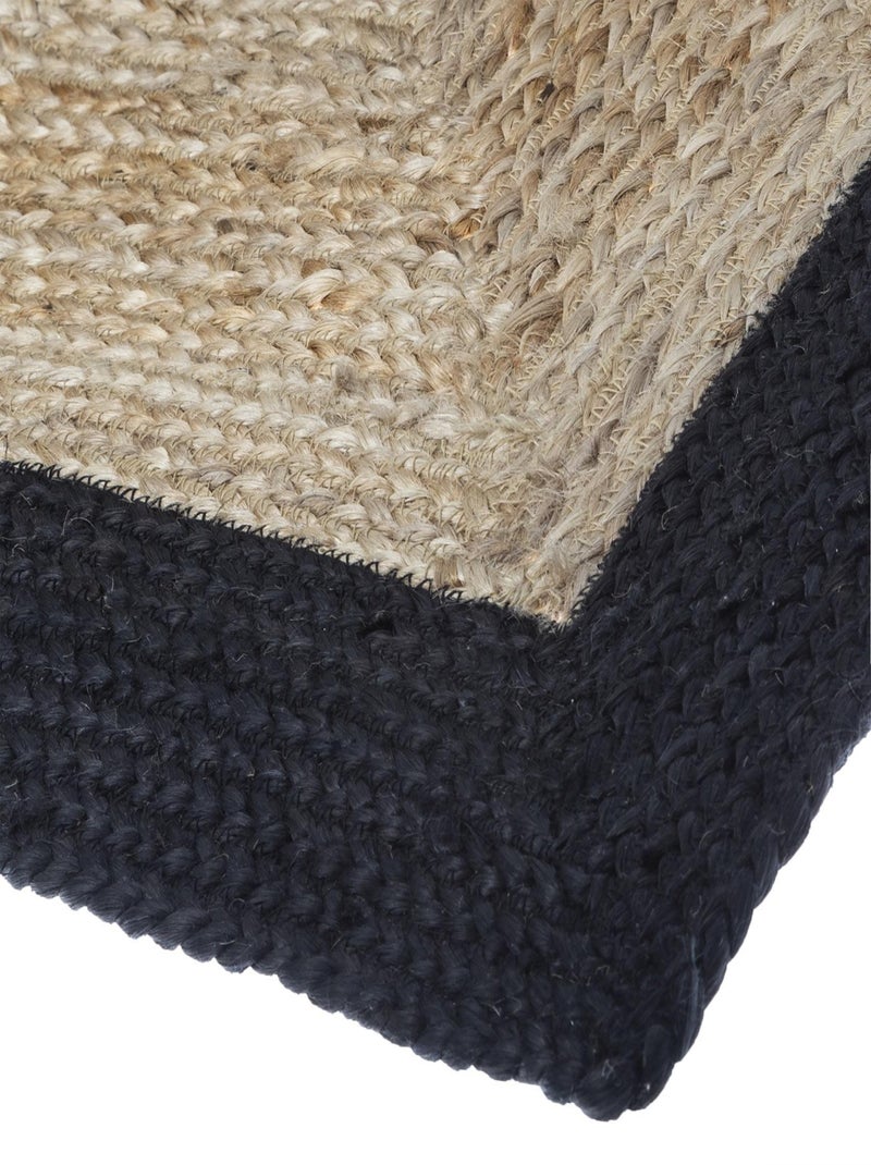 Tappeto rettangolare in juta con bordo colorato Nero - Kiabi