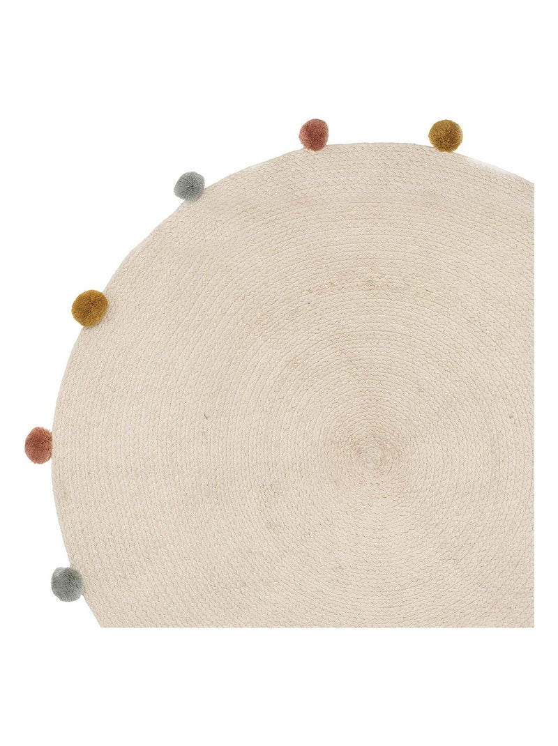 Tappeto rotondo in cotone con nappe Beige chiaro - Kiabi