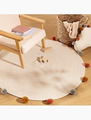 Tappeto rotondo in cotone con nappe