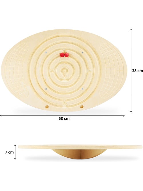 Tavola equilibrio in legno labirinto palline bambini adulti coordinazione - Kiabi