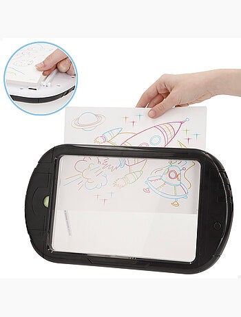 Tavoletta al neon con disegni e pennarelli. Ottima idea!