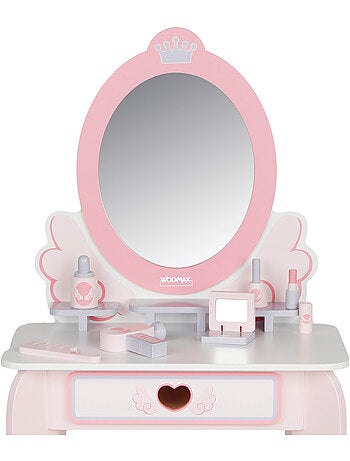 Tavolino da toilette in legno con sgabello e accessori WOOMAX