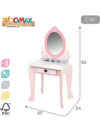 Tavolino da toilette in legno con sgabello e accessori WOOMAX