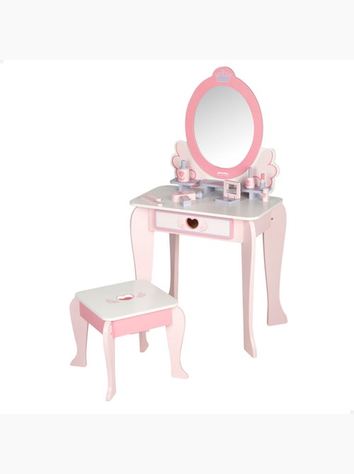 Tavolino da toilette in legno con sgabello e accessori WOOMAX - Kiabi Tavolino da toilette in legno con sgabello e accessori WOOMAX - Kiabi