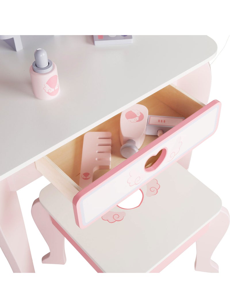 Tavolino da toilette in legno con sgabello e accessori WOOMAX N/D - Kiabi