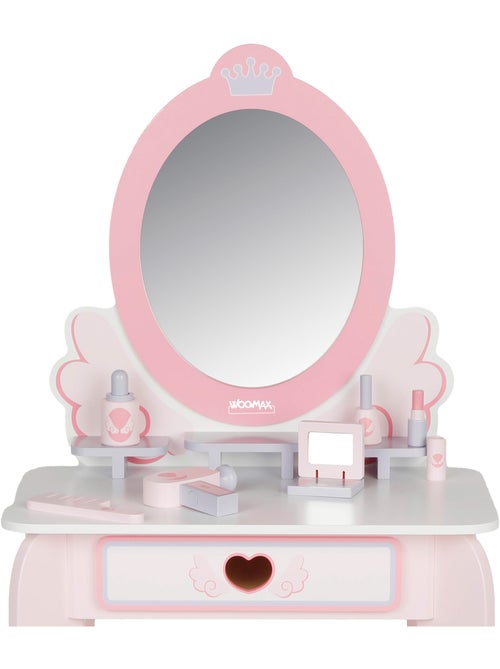 Tavolino da toilette in legno con sgabello e accessori WOOMAX - Kiabi Tavolino da toilette in legno con sgabello e accessori WOOMAX - Kiabi