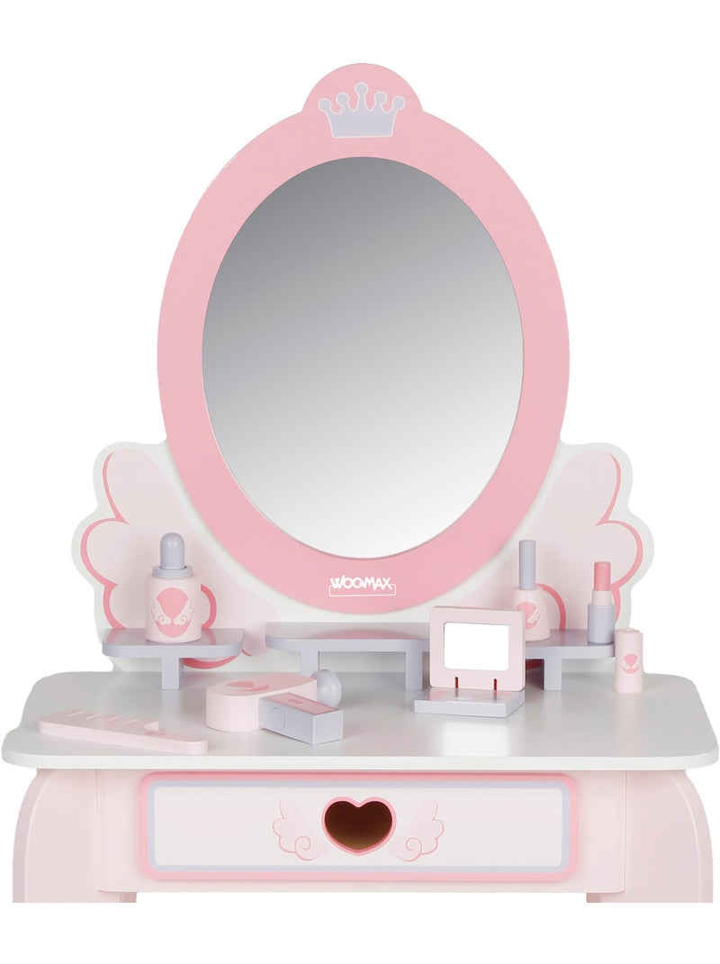 Tavolino da toilette in legno con sgabello e accessori WOOMAX N/D - Kiabi