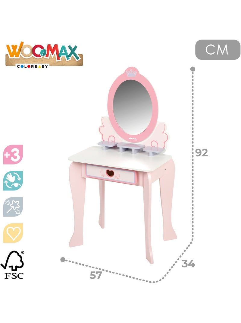 Tavolino da toilette in legno con sgabello e accessori WOOMAX N/D - Kiabi