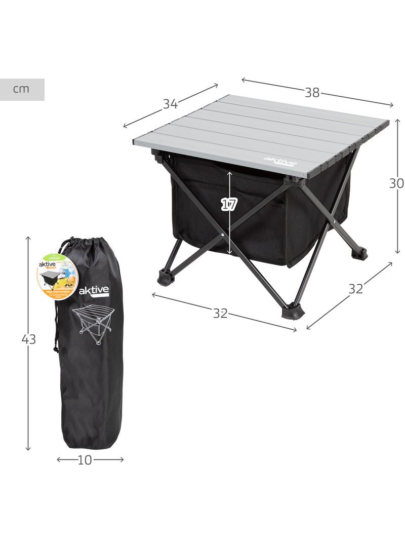 Tavolino pieghevole da campeggio con borsa portaoggetti e tasca aktive Grigio - Kiabi