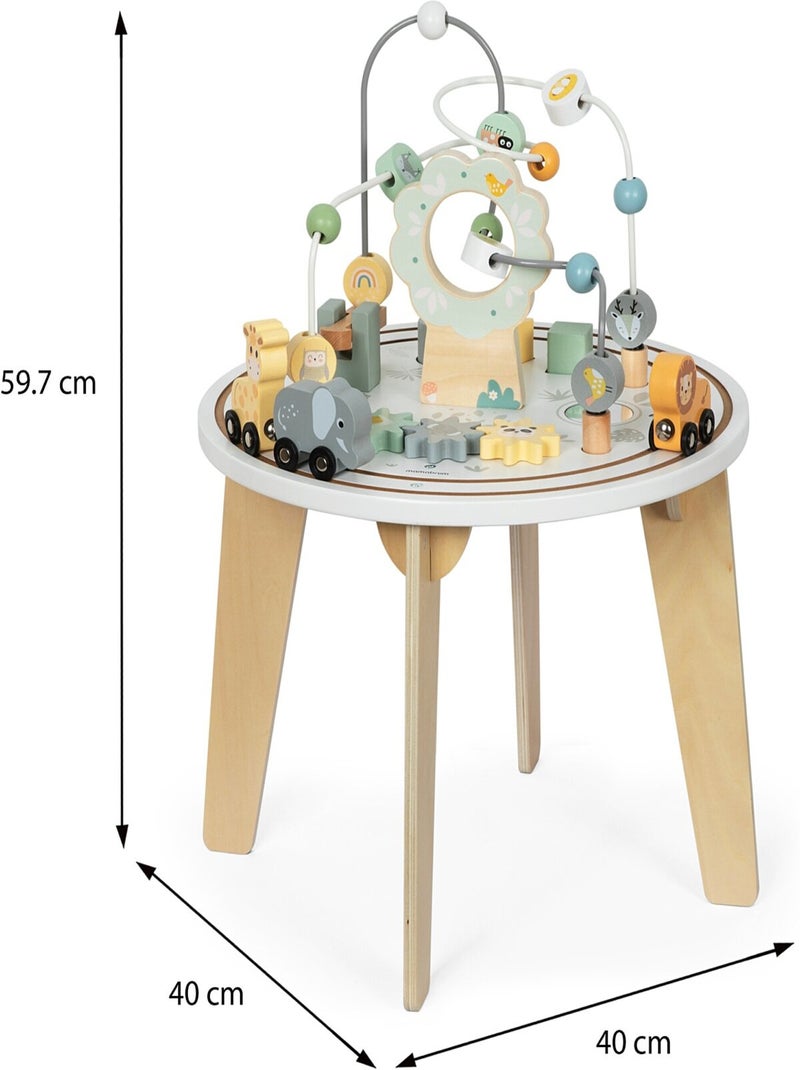 Tavolo attività rotondo in legno Montessori con trenino magnetico e labirinti per perline N/D - Kiabi