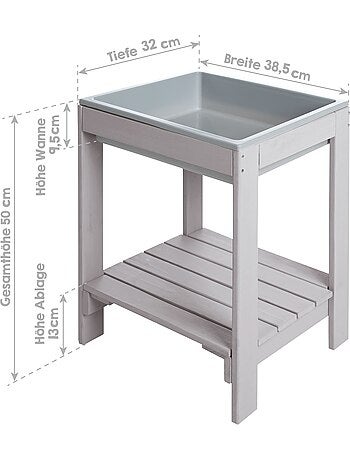 Tavolo da gioco Outdoor+ “Tiny” - Resistente alle intemperie - Tavolo per acqua e sabbia - Grigio