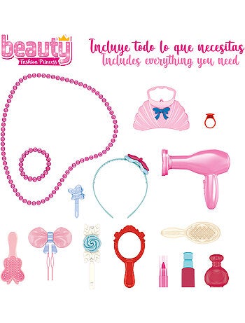 Tavolo da toeletta per bambini con accessori, luci e suoni beauty fashion princess