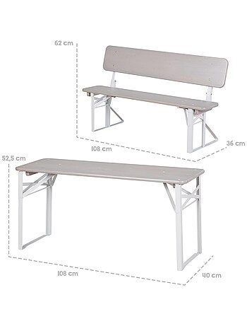 Tavolo e 2 panche con schienale per bambini – set pieghevole in legno massello FSC "Roba Outdoor