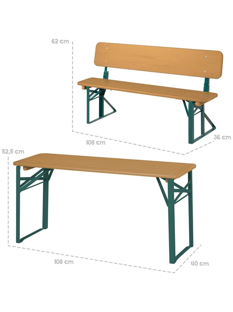 Tavolo e 2 panche con schienale per bambini – set pieghevole in legno massello FSC "Roba Outdoor" Marrone - Kiabi