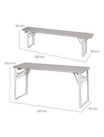 Tavolo e 2 panche per bambini – set pieghevole in legno massello FSC "Roba Outdoor