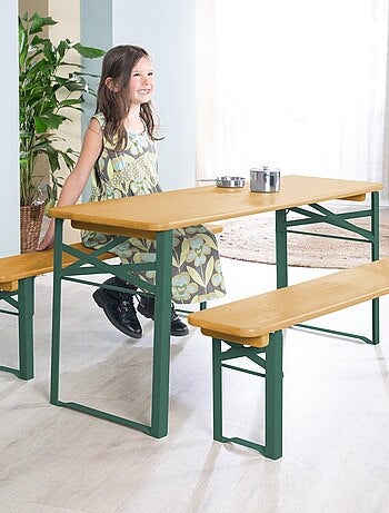 Tavolo e 2 panche per bambini – set pieghevole in legno massello FSC "Roba Outdoor