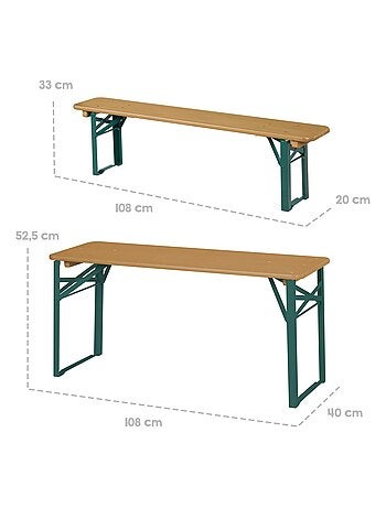 Tavolo e 2 panche per bambini – set pieghevole in legno massello FSC "Roba Outdoor