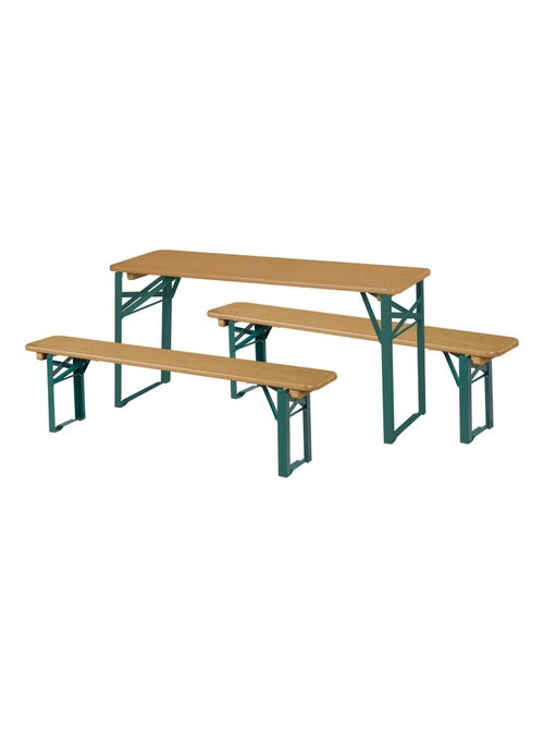 Tavolo e 2 panche per bambini – set pieghevole in legno massello FSC "Roba Outdoor" - Kiabi