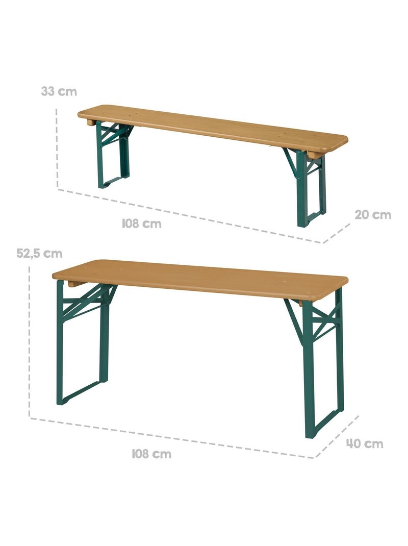Tavolo e 2 panche per bambini – set pieghevole in legno massello FSC "Roba Outdoor" Marrone - Kiabi