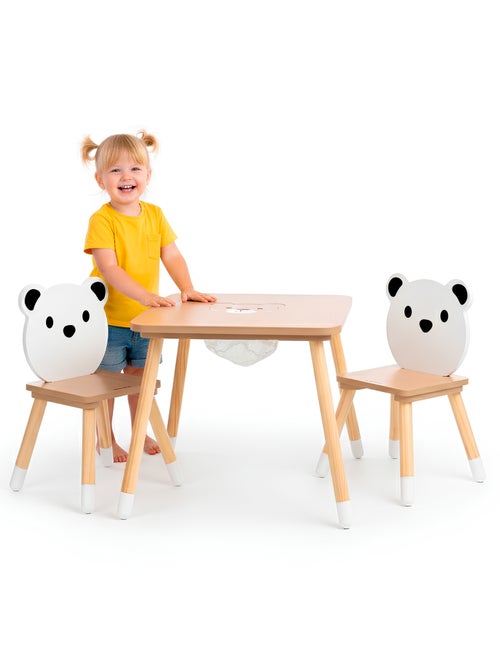 Tavolo e 2 sedie bimbi legno con contenitore Mamabrum - Kiabi