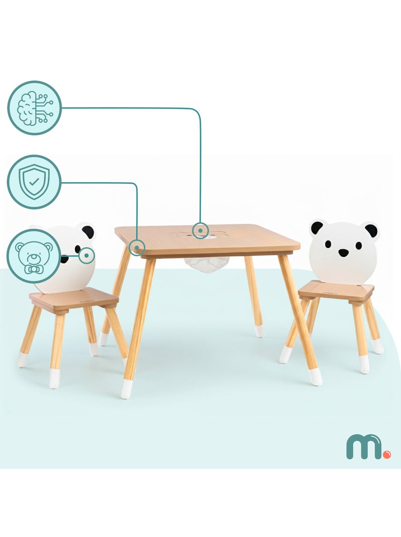Tavolo e 2 sedie bimbi legno con contenitore Mamabrum Beige - Kiabi