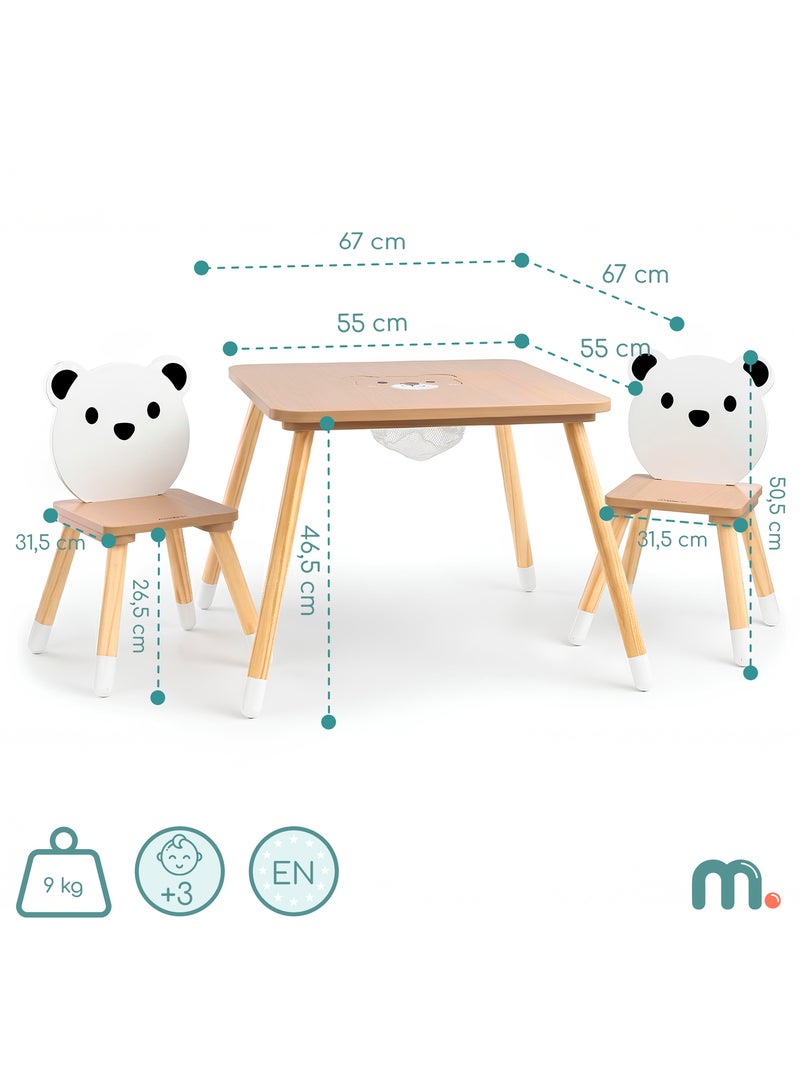 Tavolo e 2 sedie bimbi legno con contenitore Mamabrum Beige - Kiabi