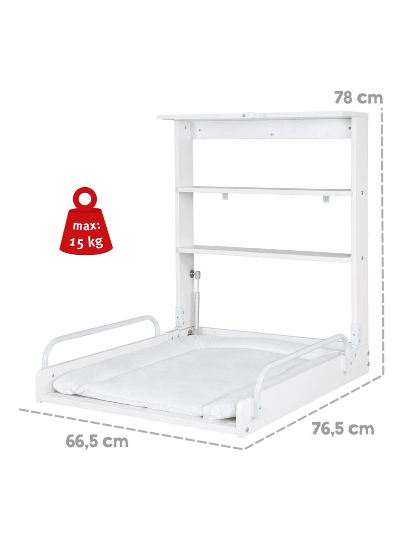 Tavolo fasciatoio a muro pieghevole + materassino impermeabile "Roba" Bianco - Kiabi