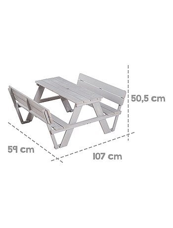 Tavolo picnic per bambini con panche con schienale + 2 cuscini e parasole "Roba Picnic for 4
