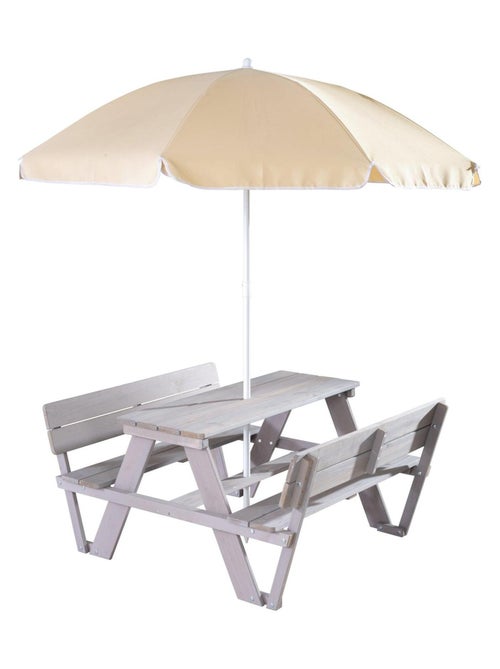 Tavolo picnic per bambini con panche con schienale + 2 cuscini e parasole "Roba Picnic for 4" - Kiabi
