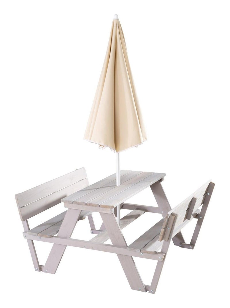 Tavolo picnic per bambini con panche con schienale + 2 cuscini e parasole "Roba Picnic for 4" Grigio giallo - Kiabi