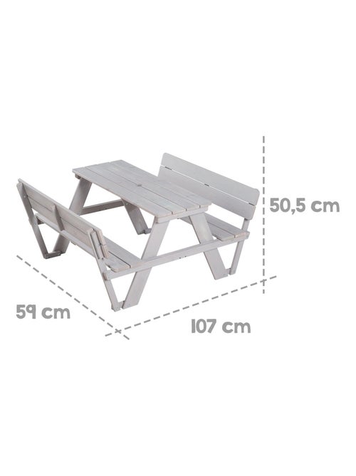 Tavolo picnic per bambini con panche con schienale + 2 cuscini e parasole "Roba Picnic for 4" - Kiabi