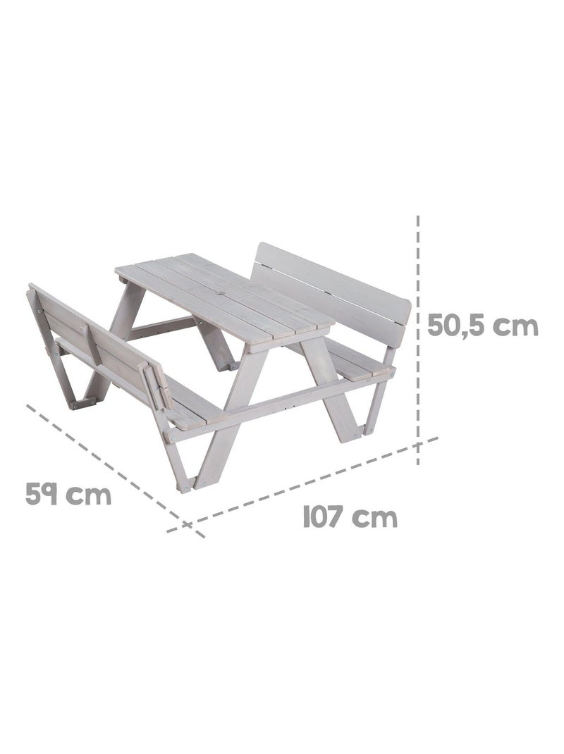 Tavolo picnic per bambini con panche con schienale + 2 cuscini e parasole "Roba Picnic for 4" Grigio giallo - Kiabi