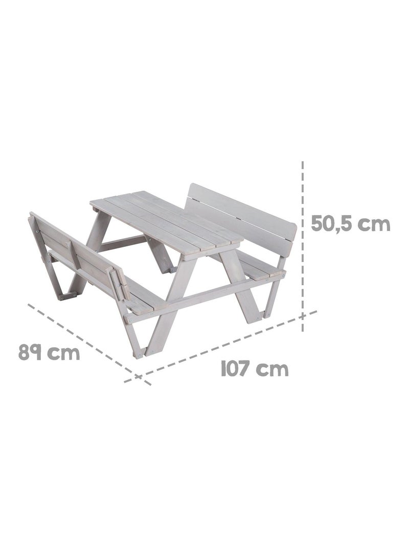 Tavolo picnic per bambini con panche con schienale "Roba Picnic for 4" Grigio - Kiabi