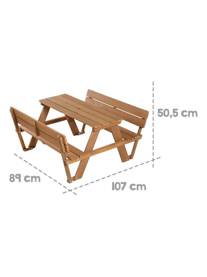 Tavolo picnic per bambini con panche con schienale "Roba Picnic for 4" Marrone - Kiabi