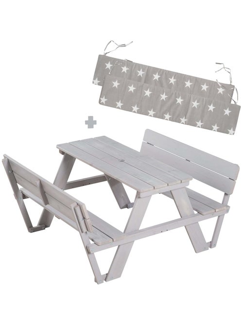 Tavolo picnic per bambini in legno massello + 2 cuscini "Roba Picnic for 4" - Kiabi