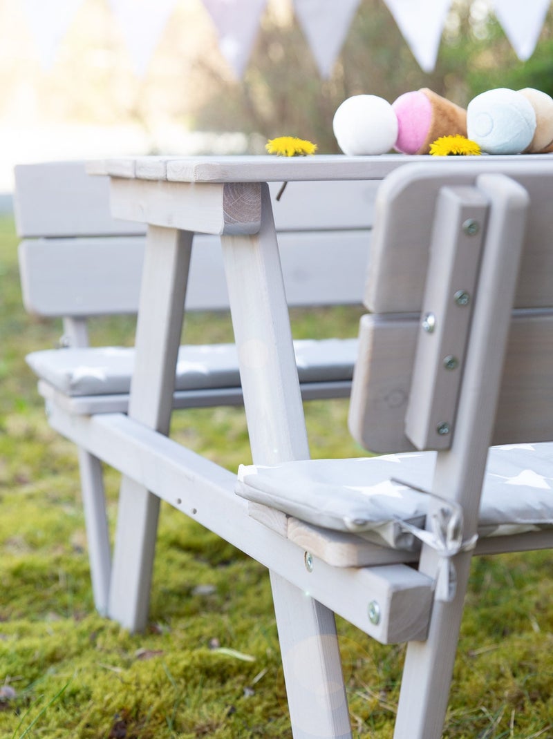Tavolo picnic per bambini in legno massello + 2 cuscini "Roba Picnic for 4" Grigio - Kiabi