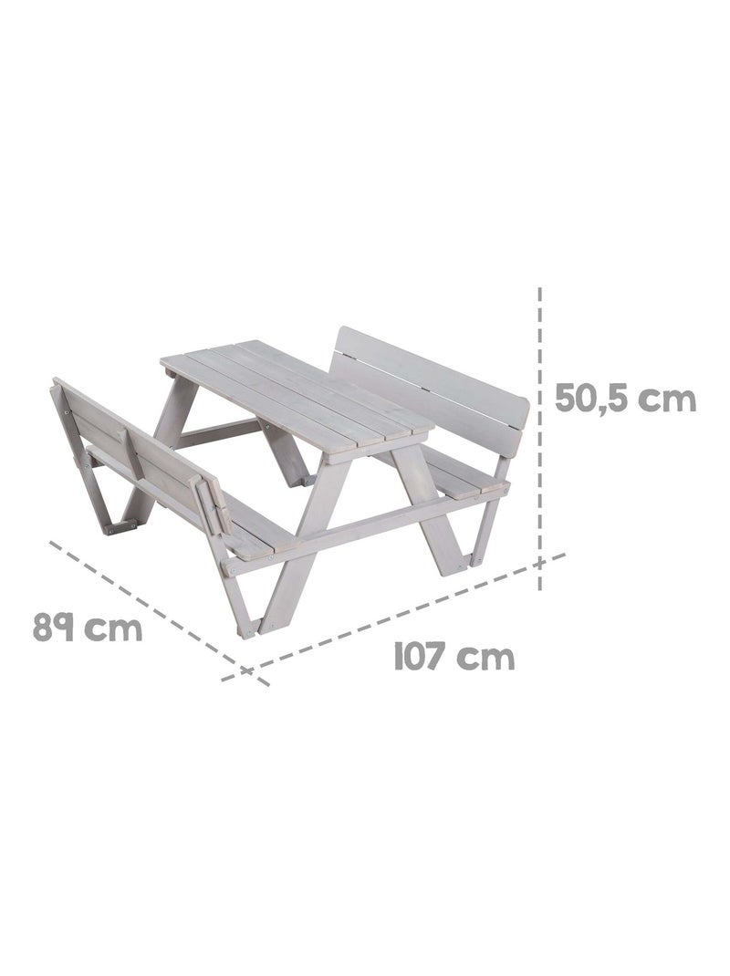 Tavolo picnic per bambini in legno massello + 2 cuscini "Roba Picnic for 4" Grigio - Kiabi