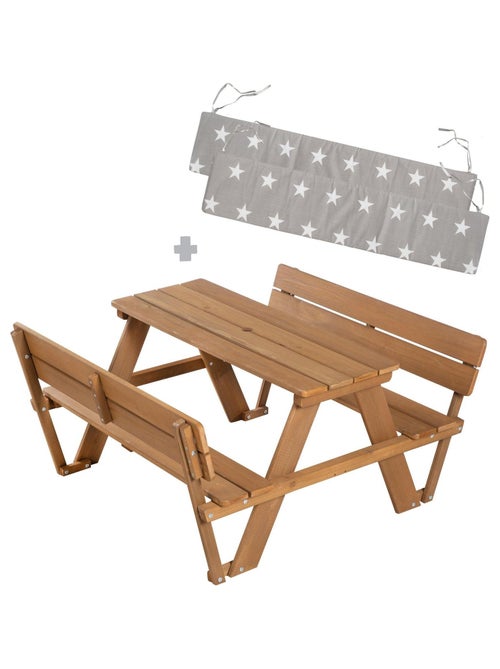 Tavolo picnic per bambini in legno massello + 2 cuscini "Roba Picnic for 4" - Kiabi