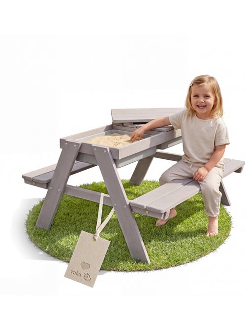 Tavolo sabbia e acqua in legno massello per picnic – 4 posti "Roba Outdoor+ Play" - Kiabi