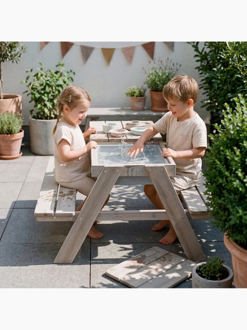 Tavolo sabbia e acqua in legno massello per picnic – 4 posti "Roba Outdoor+ Play" - Kiabi