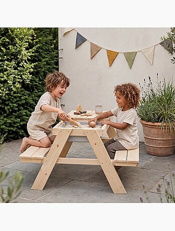 Tavolo sabbia e acqua in legno massello per picnic – 4 posti "Roba Outdoor+ Play