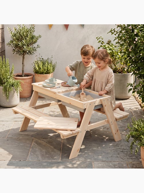 Tavolo sabbia e acqua in legno massello per picnic – 4 posti "Roba Outdoor+ Play" - Kiabi