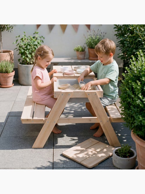 Tavolo sabbia e acqua in legno massello per picnic – 4 posti "Roba Outdoor+ Play" - Kiabi