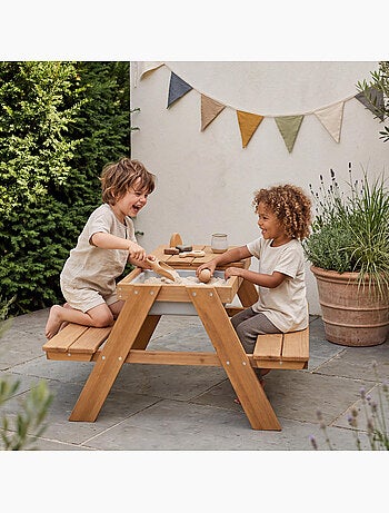 Tavolo sabbia e acqua in legno massello per picnic – 4 posti "Roba Outdoor+ Play