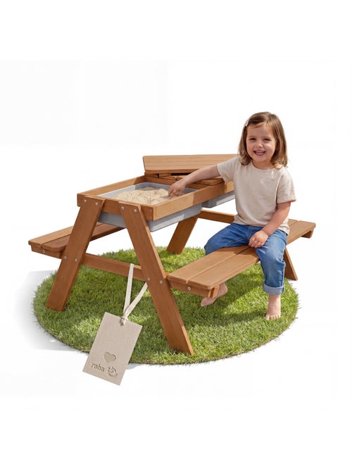 Tavolo sabbia e acqua in legno massello per picnic – 4 posti "Roba Outdoor+ Play" - Kiabi