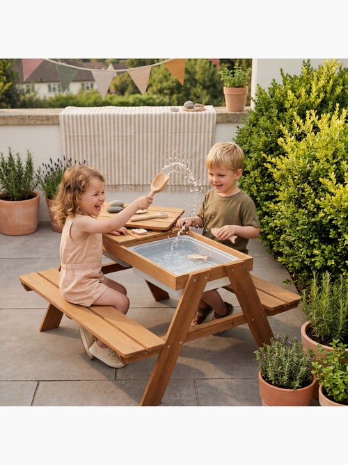 Tavolo sabbia e acqua in legno massello per picnic – 4 posti "Roba Outdoor+ Play" - Kiabi