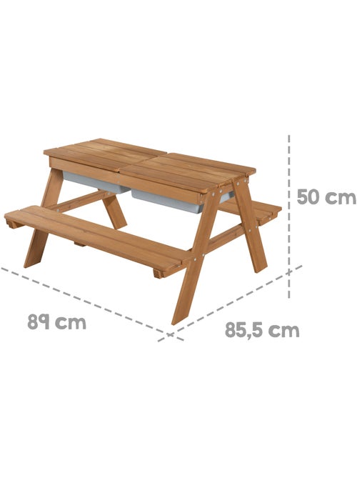 Tavolo sabbia e acqua in legno massello per picnic – 4 posti "Roba Outdoor+ Play" - Kiabi