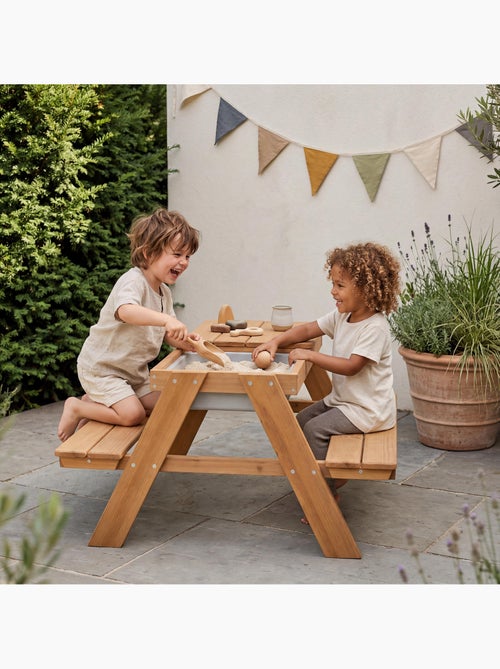 Tavolo sabbia e acqua in legno massello per picnic – 4 posti "Roba Outdoor+ Play" - Kiabi
