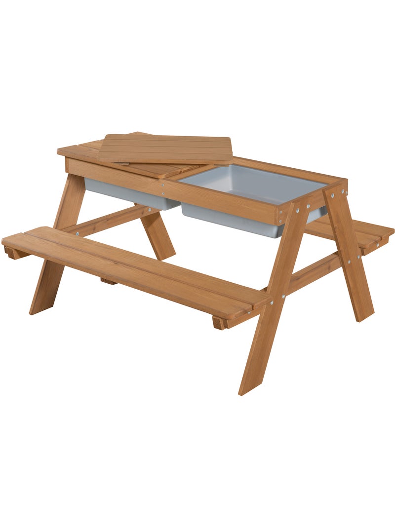 Tavolo sabbia e acqua in legno massello per picnic – 4 posti "Roba Outdoor+ Play" Marrone - Kiabi