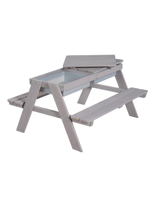Tavolo sabbia e acqua in legno massello per picnic con 2 cuscini – 4 posti "Roba Outdoor+ Play" - Kiabi